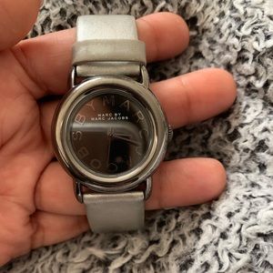 Marc by Marc Jacobs silver leather watch